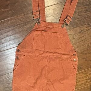Corduroy jumper skirt small brunt orange